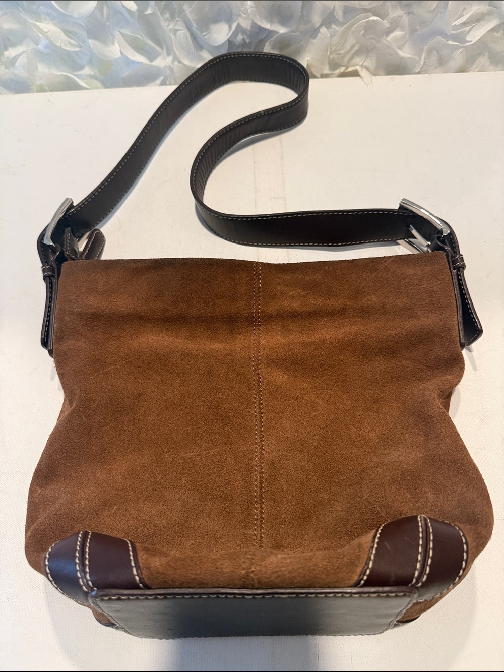 Brown Suede Crossbody Shoulder Bag